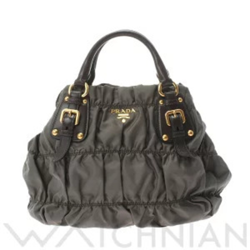 Prada Tessuto Gaufre Satchel pleated leather Black